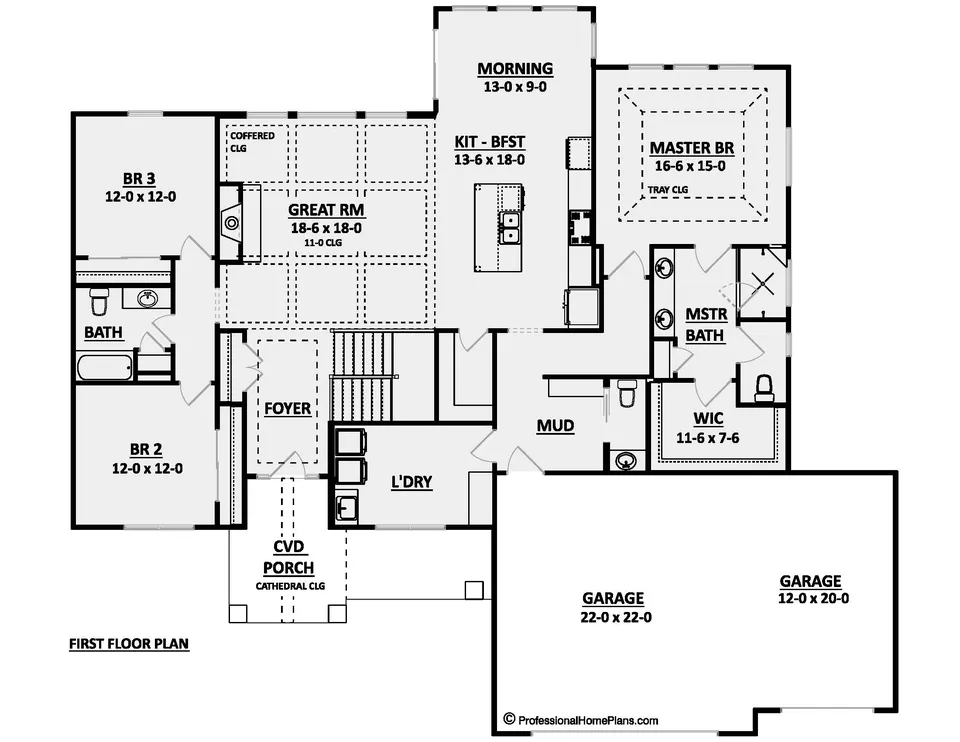 The Belmont main level floor plan